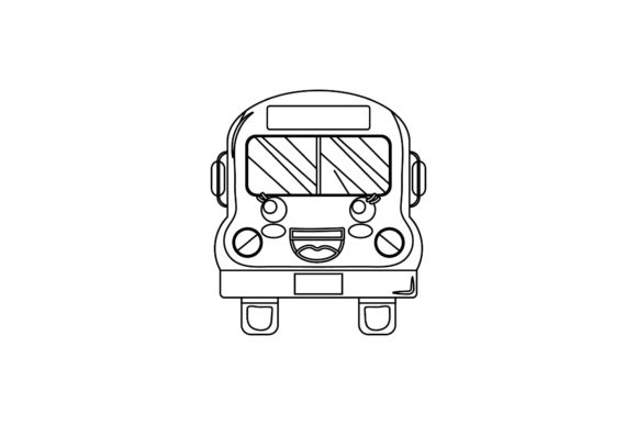 Back to School Bus Kawaii Outline