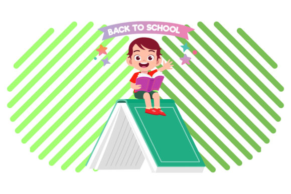Back to School Cute Character Circle Art