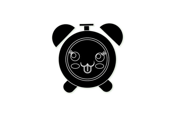 Back to School Kawaii Alarm Clock Black: Graphics for Creative Projects
