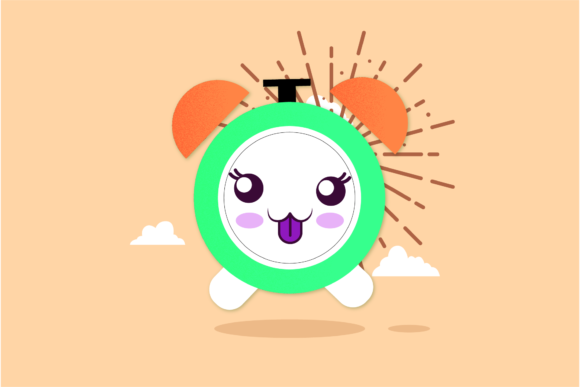 Back to School Kawaii Alarm Clock Cloud Graphics and Icons