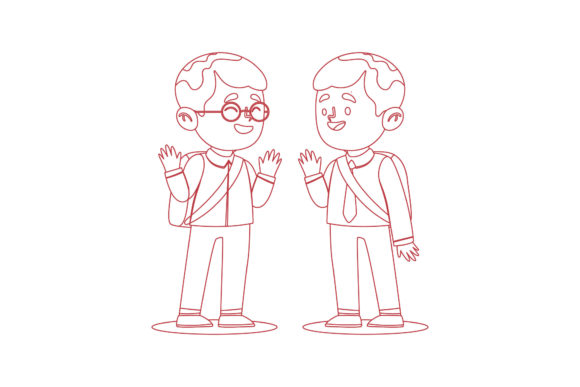 Children Back to School Coloring Page Graphics
