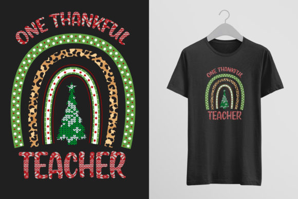 One Thankful Teacher Christmas T-Shirt Graphics